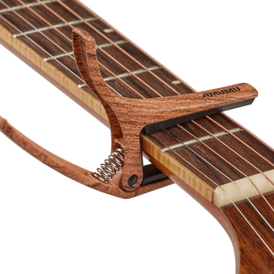 AMUMU PitchMateâ„¢ Wood Color Guitar Capo with Bridge Pin Puller for Acoustic and Electric Guitars